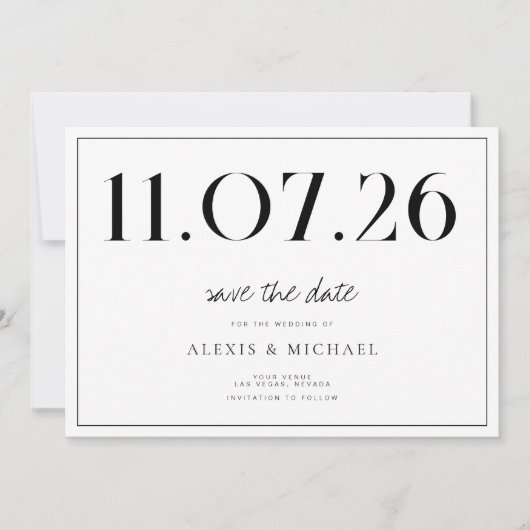 Einfache Chic Hochzeit ohne Foto Save the Date (Vorderseite)