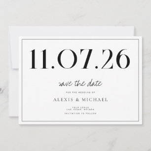 Einfache Chic Hochzeit ohne Foto Save the Date