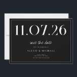 Einfache Chic Hochzeit ohne Foto Save the Date<br><div class="desc">Eine schlichte,  moderne Save the Date Karte. Personalisieren Sie dieses elegante schwarz-weiße Design,  um Ihre Hochzeit Datum,  Namen und Details.</div>