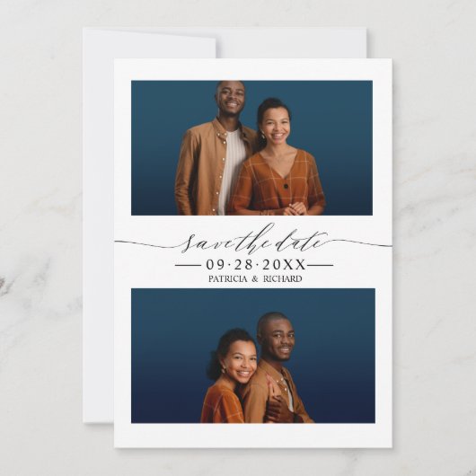 Einfache Chic Hochzeit speichern Sie das Datum 2 F Einladung (Vorderseite)