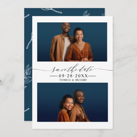 Einfache Chic Hochzeit speichern Sie das Datum 2 F Einladung (Vorne/Hinten)