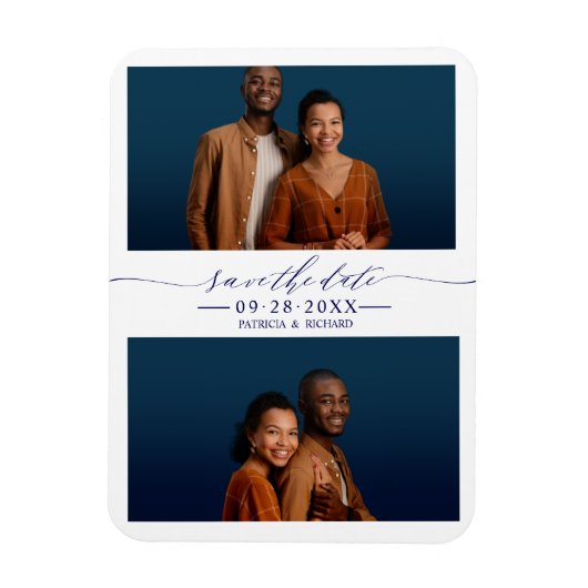 Einfache Chic Hochzeit speichern Sie das Datum 2 F Magnet (Vertikal)