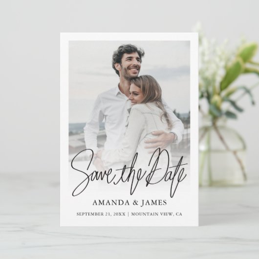 Einfache Chic Hochzeit Speichern Sie die Date Foto Save The Date (Stehend Vorderseite)
