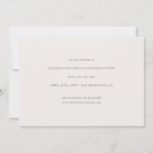 Einfache Chic-Hochzeit Speichern Sie die Datumskar Save The Date (Rückseite)