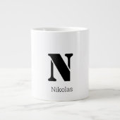 Einfache Chic Initial Letter Monogram Black & Whit Jumbo-Tasse (Vorderseite)