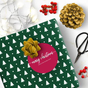 Einfache Chic-Kalligrafie Frohe Weihnachten Rot Runder Aufkleber