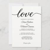 Einfache Chic-Liebe Schwarz-weiße Hochzeit Einladung (Vorderseite)