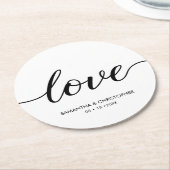 Einfache Chic Liebe Script Hochzeit benutzerdefini Runder Pappuntersetzer (Angewinkelt)