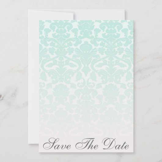 Einfache Chic Mint Damask Ankündigung Datum freiha (Vorderseite)