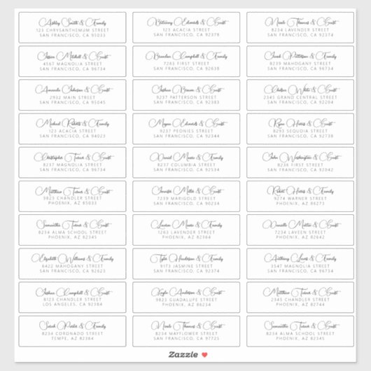 Einfache Chic Modern Wedding Guest Address Aufkleber (Blatt)