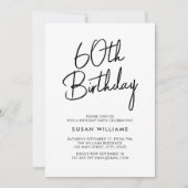 Einfache Chic Moderne 60. Geburtstag Einladung (Vorderseite)