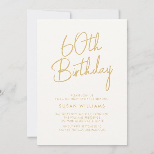 Einfache Chic Moderne 60. Geburtstag Einladung (Vorderseite)