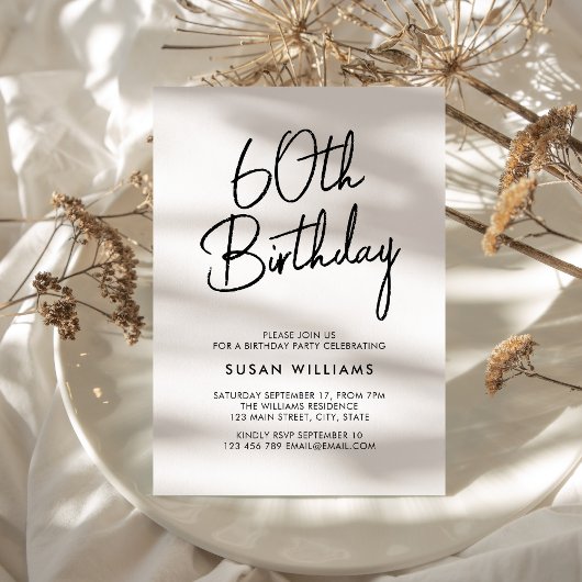 Einfache Chic Moderne 60. Geburtstag Einladung