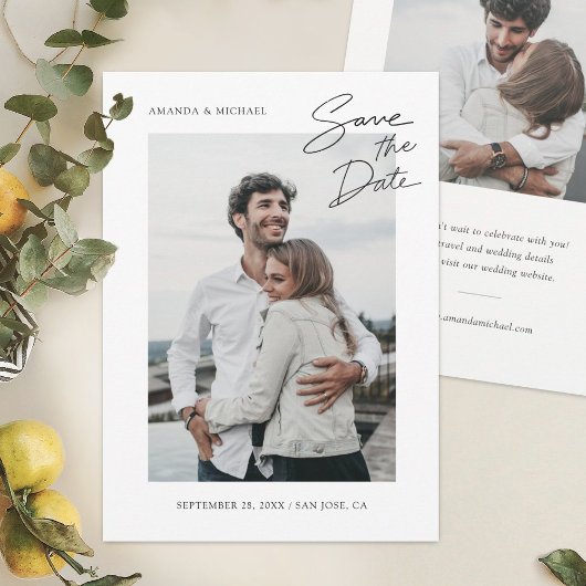 Einfache Chic Moderne Foto Hochzeit Save The Date