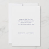 Einfache Chic Modernes Blue Text Foto Hochzeit Dankeskarte (Rückseite)