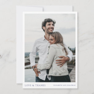 Einfache Chic Modernes Blue Text Foto Hochzeit Dankeskarte