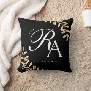 Einfache Chic Monogram Black Kissen