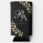 Einfache Chic Monogram Black Selters Dosenkühler (Rückseite)