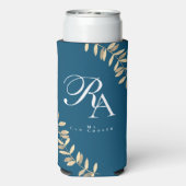 Einfache Chic Monogram Türkis Selters Dosenkühler (Seltzer Rückseite)