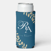 Einfache Chic Monogram Türkis Selters Dosenkühler (Seltzer Vorderseite)