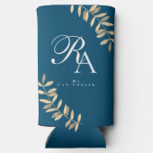 Einfache Chic Monogram Türkis Selters Dosenkühler (Rückseite)