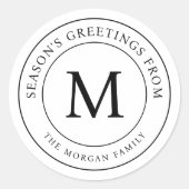 Einfache Chic-Monogramm der Jahreszeit Runder Aufkleber (Vorderseite)
