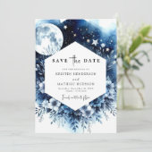 Einfache Chic Moonlit Hochzeit Save The Date (Stehend Vorderseite)