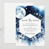 Einfache Chic Moonlit Hochzeit Save The Date (Vorne/Hinten)