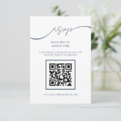 Einfache Chic Navy Blue QR Code Hochzeit RSVP Kart Begleitkarte (Stehend Vorderseite)