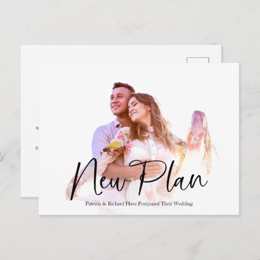 Einfache Chic New Plan Hochzeit verschoben Postkarte (Vorne/Hinten)