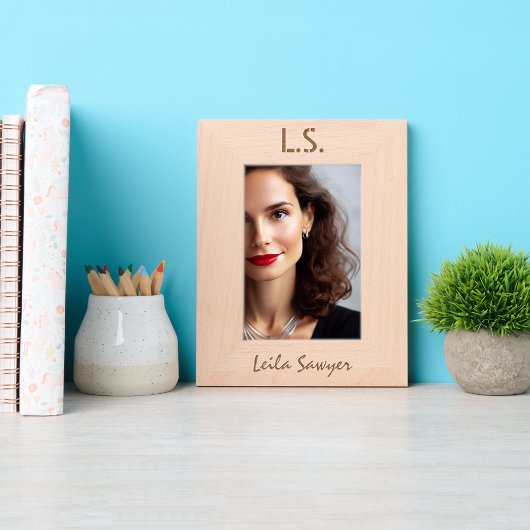 Einfache Chic-Personalisierte Monogramm und Name Geätzte Rahmen