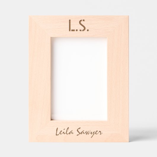 Einfache Chic-Personalisierte Monogramm und Name Geätzte Rahmen (Vorderseite)