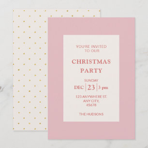 Einfache Chic Pink Weihnachtsfeier Gold Punkte Feiertagskarte