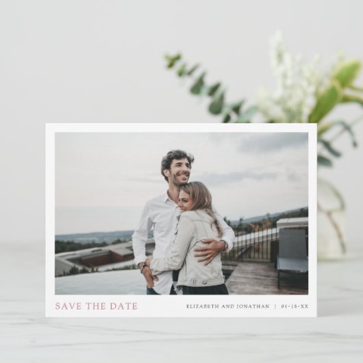 Einfache Chic Rose Gold-Hochzeit Sichern Sie das D Save The Date (Stehend Vorderseite)