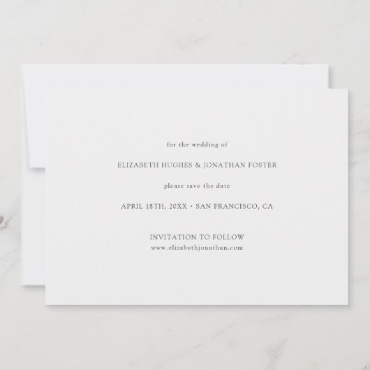 Einfache Chic Rose Gold-Hochzeit Sichern Sie das D Save The Date (Rückseite)