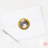 Einfache Chic Save the Date Hochzeit Foto Gold Runder Aufkleber (Umschlag)