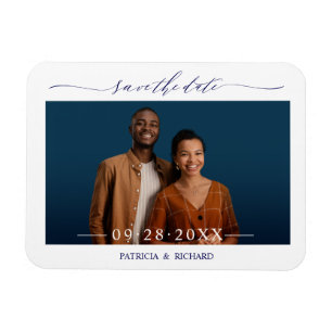 Einfache Chic Schrift Hochzeit Termin Foto Magnet