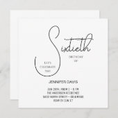 Einfache Chic Schwarz und Weiß 60. Geburtstag Dankeskarte (Vorne/Hinten)