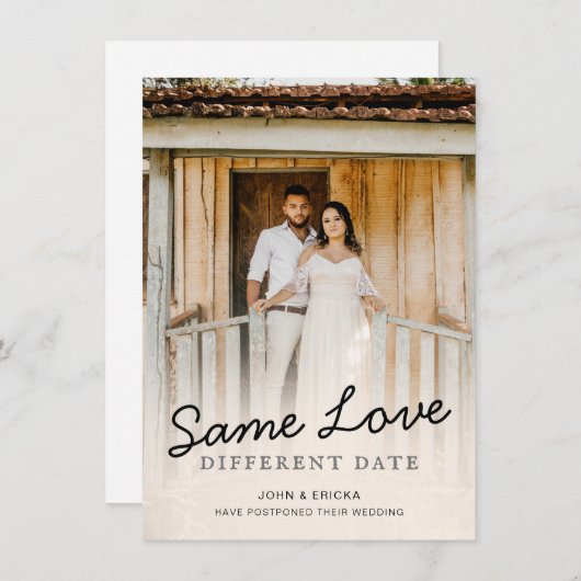 Einfache Chic Script-Foto Hochzeit Ankündigung (Vorne/Hinten)