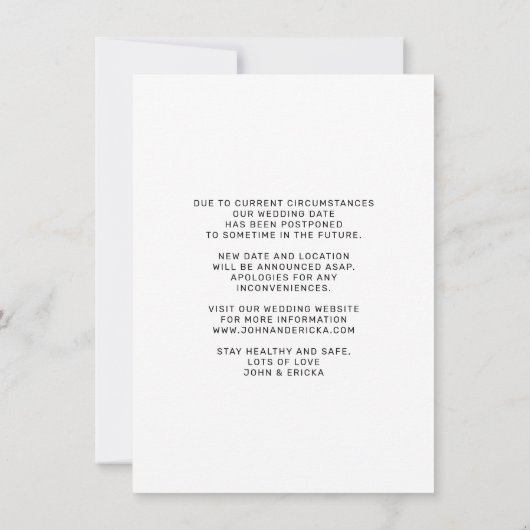 Einfache Chic Script-Foto Hochzeit Ankündigung (Rückseite)