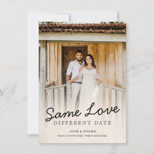 Einfache Chic Script-Foto Hochzeit Ankündigung (Vorderseite)