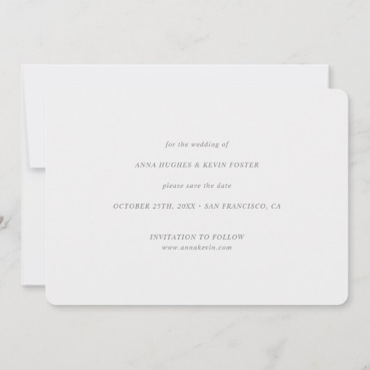 Einfache Chic Script Modernes Foto Hochzeit Save The Date (Rückseite)