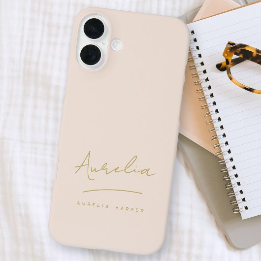 Einfache Chic Script Monogram Blush Pink Gold Case-Mate iPhone Hülle