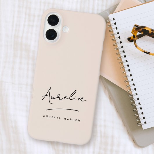 Einfache Chic Script Monogram Blush Pink Signature Case-Mate iPhone Hülle