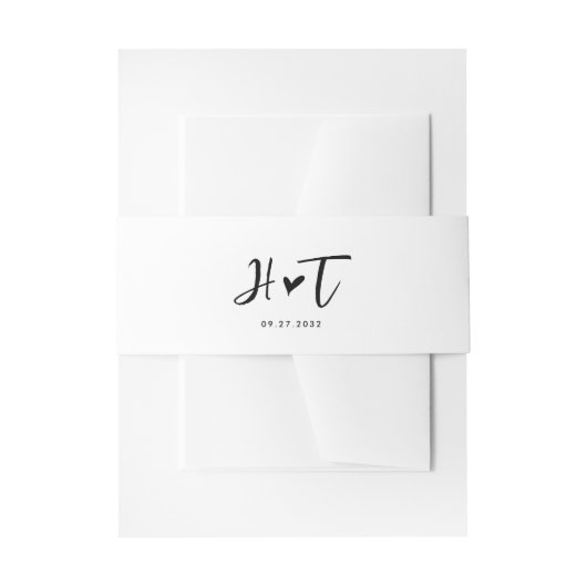 Einfache Chic Script Monogram Heart Wedding Einladungsbanderole (Vorderseite Beispiel)