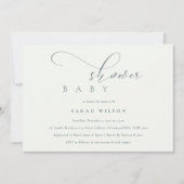 Einfache Chic Script Schwarz-weiß Baby Dusche lade Dankeskarte (Vorderseite)