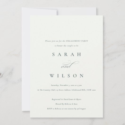 Einfache Chic Script Schwarz-weiße Verlobung einla Dankeskarte (Vorderseite)