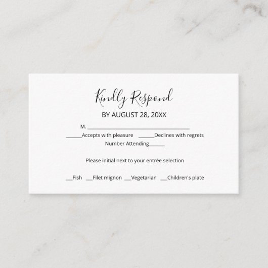 Einfache Chic Script Wedding RSVP Enclosure Card Begleitkarte (Vorderseite)