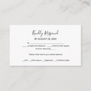 Einfache Chic Script Wedding RSVP Enclosure Card Begleitkarte