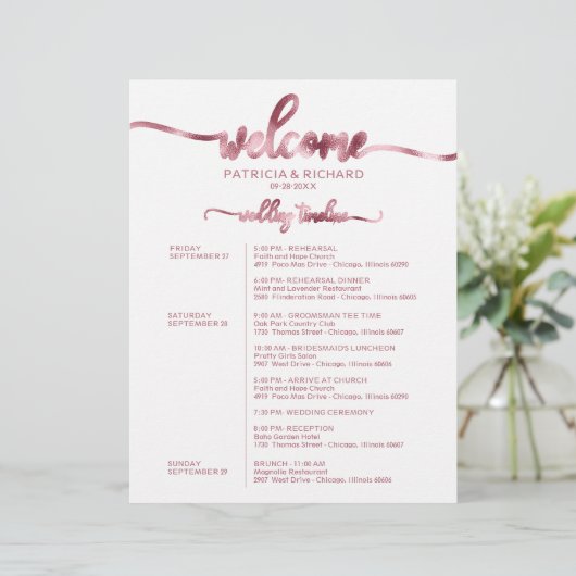 Einfache Chic Timeline zum Hochzeitstag (Stehend Vorderseite)